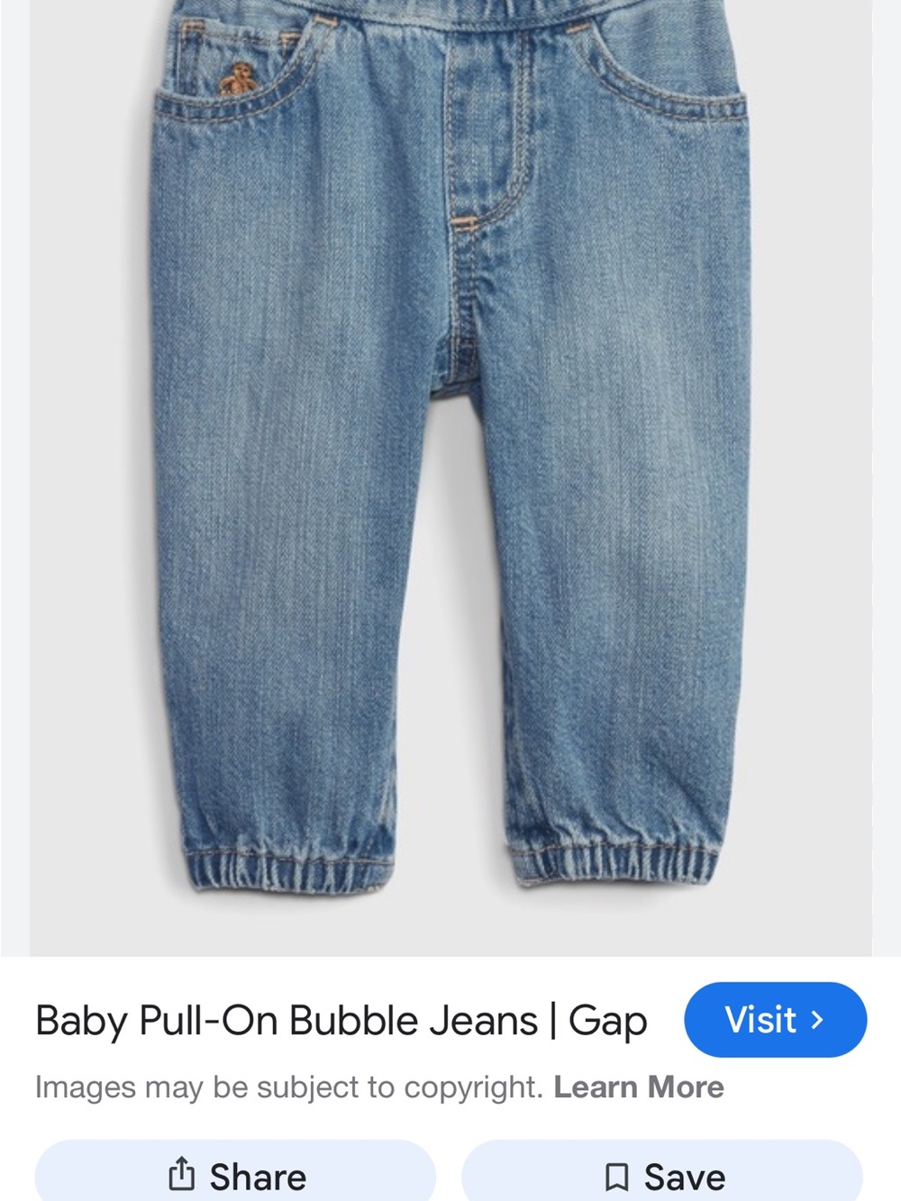 GAP Light Blue Baby Pull-On Bubble Jeans